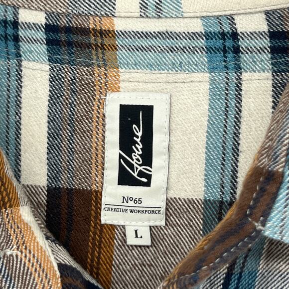 HOWE Shirt Mens L Heavy Flannel Western Plaid Button Up Workshirt Cotton Brown - Picture 6 of 15